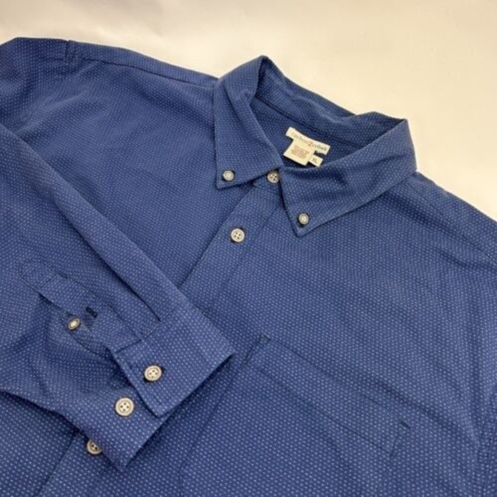 carbon 2 cobalt Mens Blue Orange White Dotted Oxford Cotton XL Long Sleeve Shirt